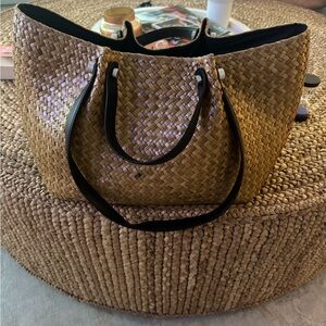 All Saints Elegant Tan Woven Tote Bag
